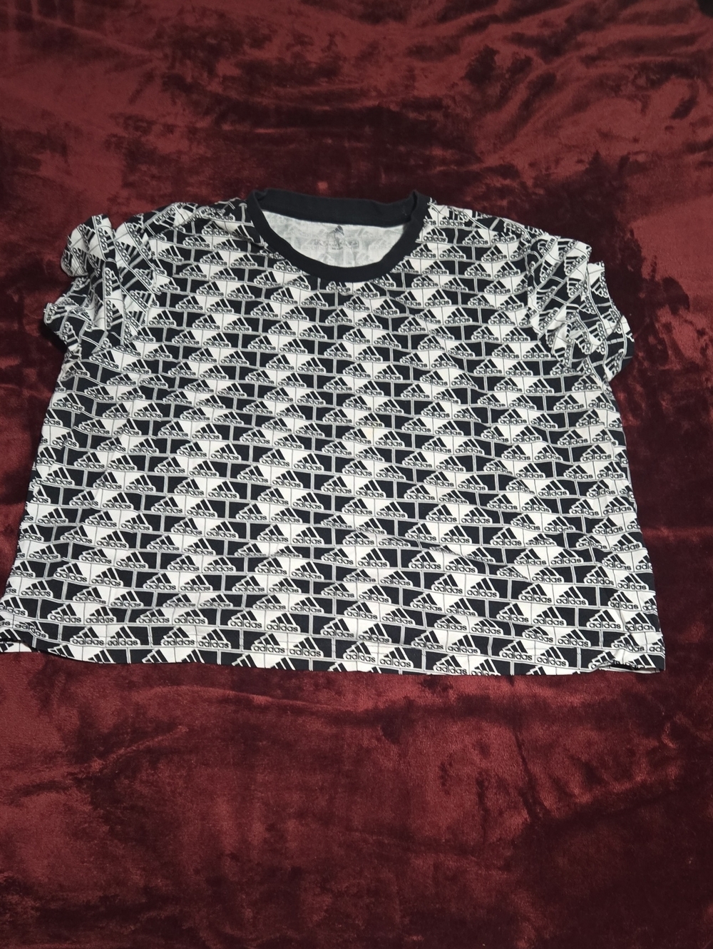 adidas Black & White All-Over Logo Short Sleeve Tee